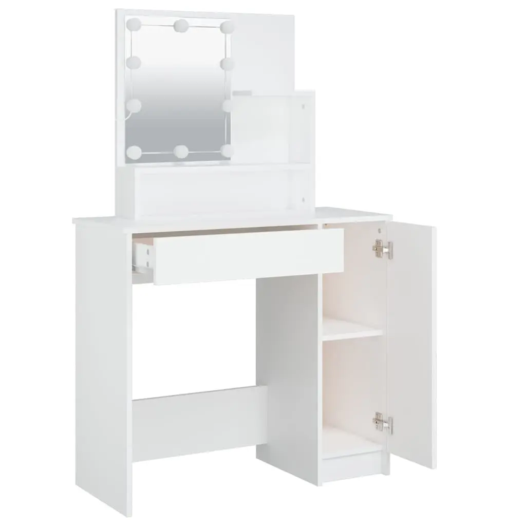 White LED Mirror Makeup Vanity Dressing Table