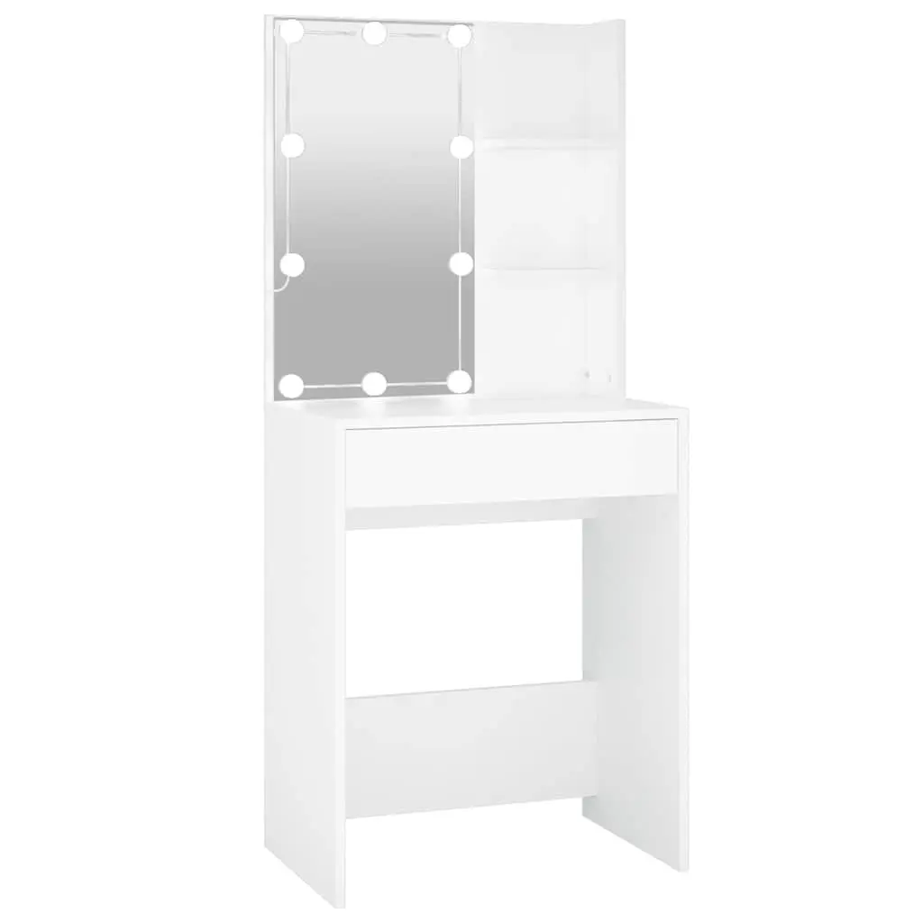 White Makeup Vanity Desk with LED Mirror Lights