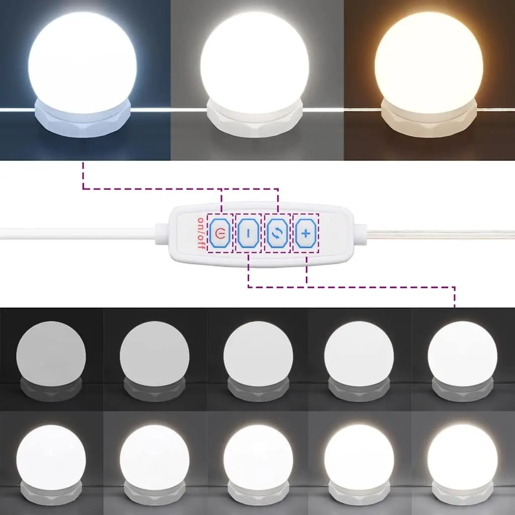 White Makeup Vanity Desk with LED Mirror Lights