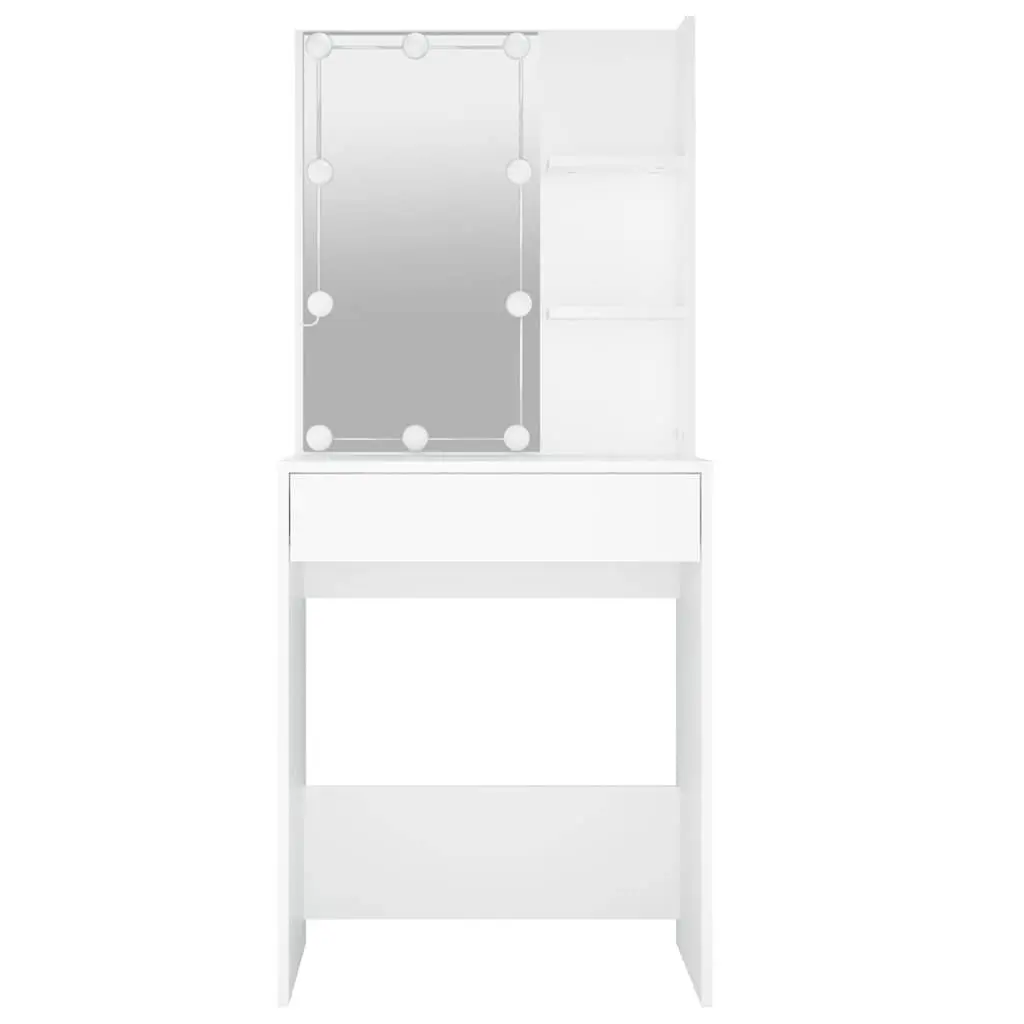 White Makeup Vanity Desk with LED Mirror Lights