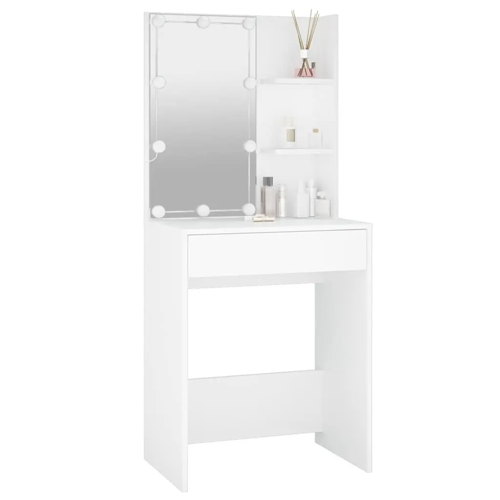 White Makeup Vanity Desk with LED Mirror Lights