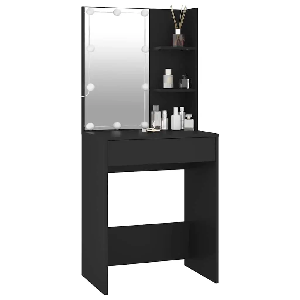 Black Dressing Table with LED Mirror Lights