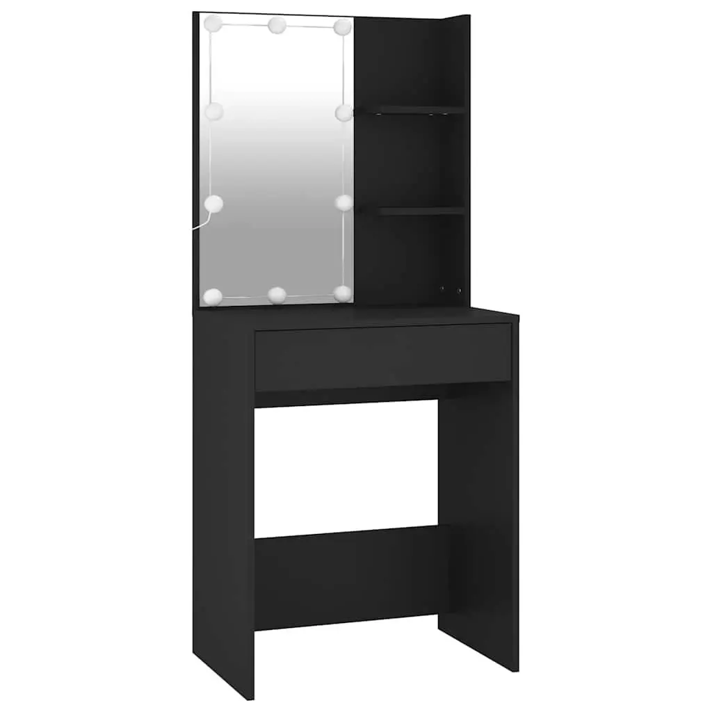 Black Dressing Table with LED Mirror Lights