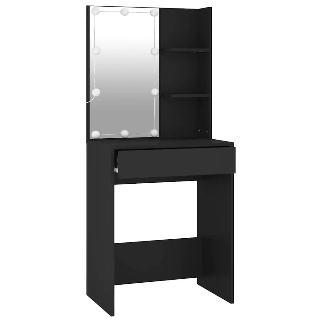 Black Dressing Table with LED Mirror Lights