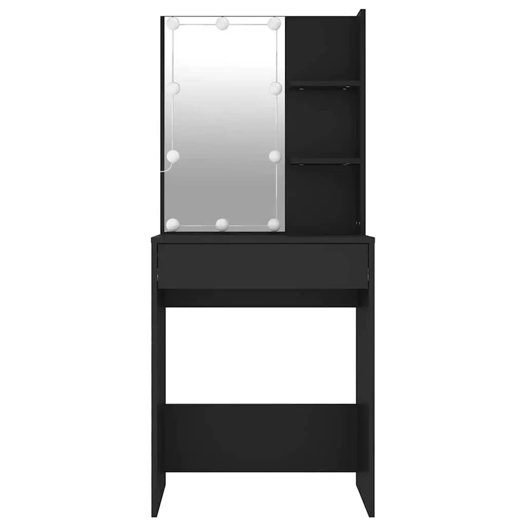 Black Dressing Table with LED Mirror Lights