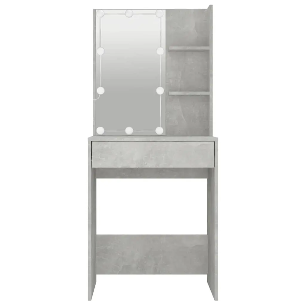 Grey Makeup Vanity with LED Mirror and Storage