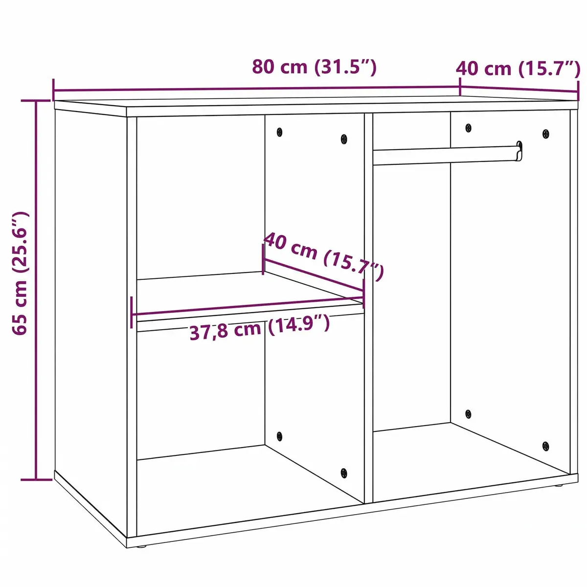 Dressing Cabinet White Engineered Wood 80 x 40 x 65 cm Storage Makeup Organizer