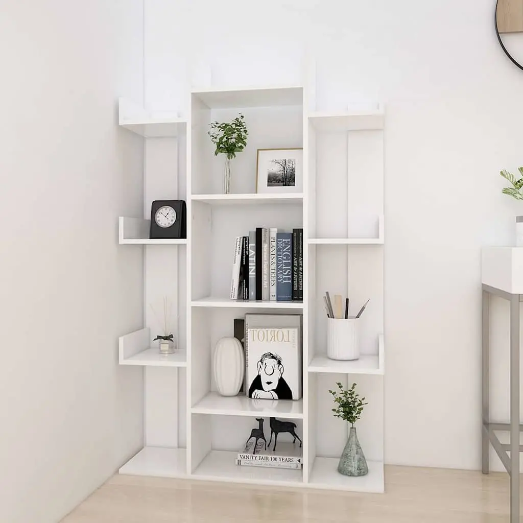 White Book Cabinet with 13 Compartments for Storage