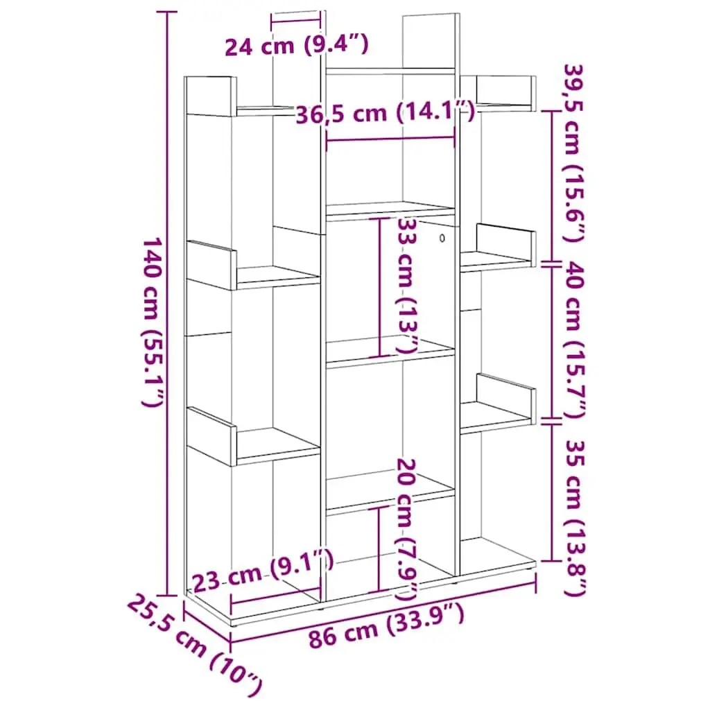 White Book Cabinet with 13 Compartments for Storage