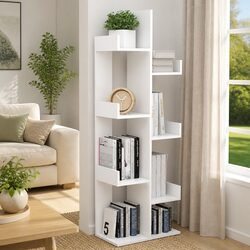 White 8-Compartment Book Cabinet for Organized Living