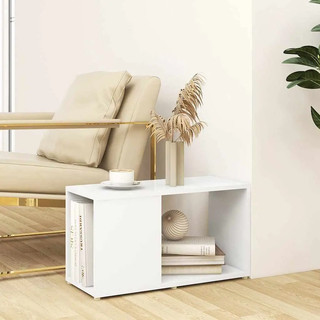 TV Cabinet White Open Shelving Unit Engineered Wood 60W x 24D x 32H cm