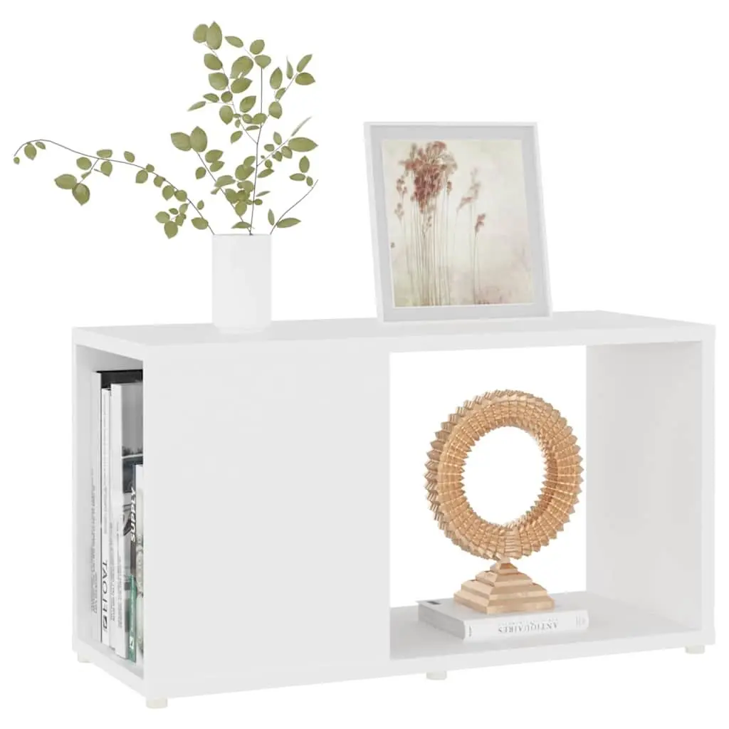 TV Cabinet White Open Shelving Unit Engineered Wood 60W x 24D x 32H cm