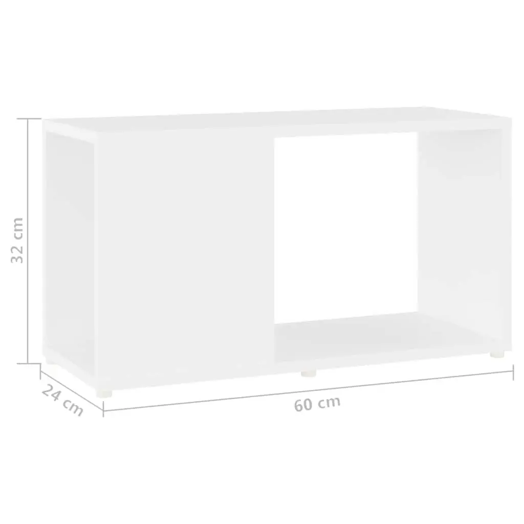 TV Cabinet White Open Shelving Unit Engineered Wood 60W x 24D x 32H cm