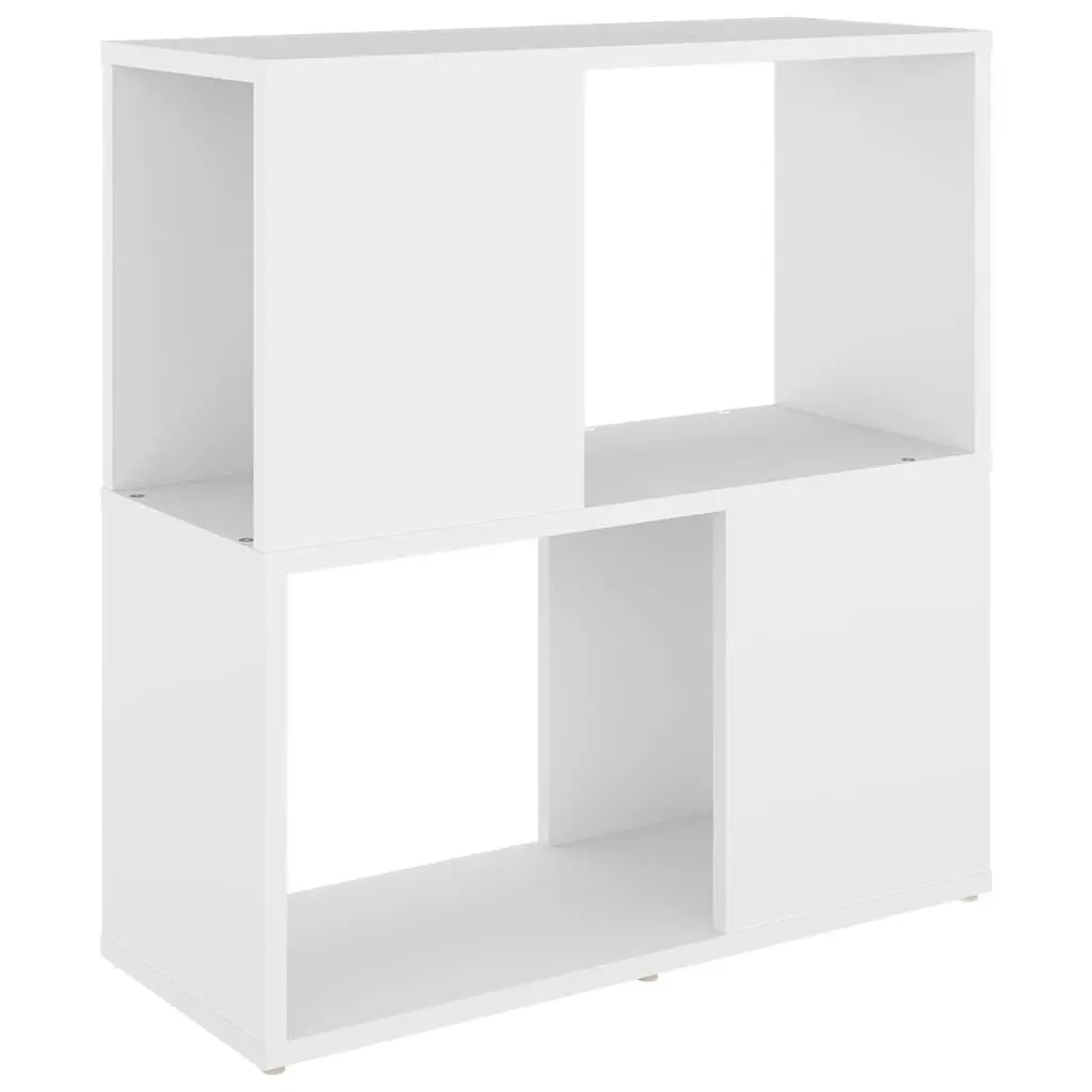 Book Cabinet White 2-Tier Shelving Unit Engineered Wood