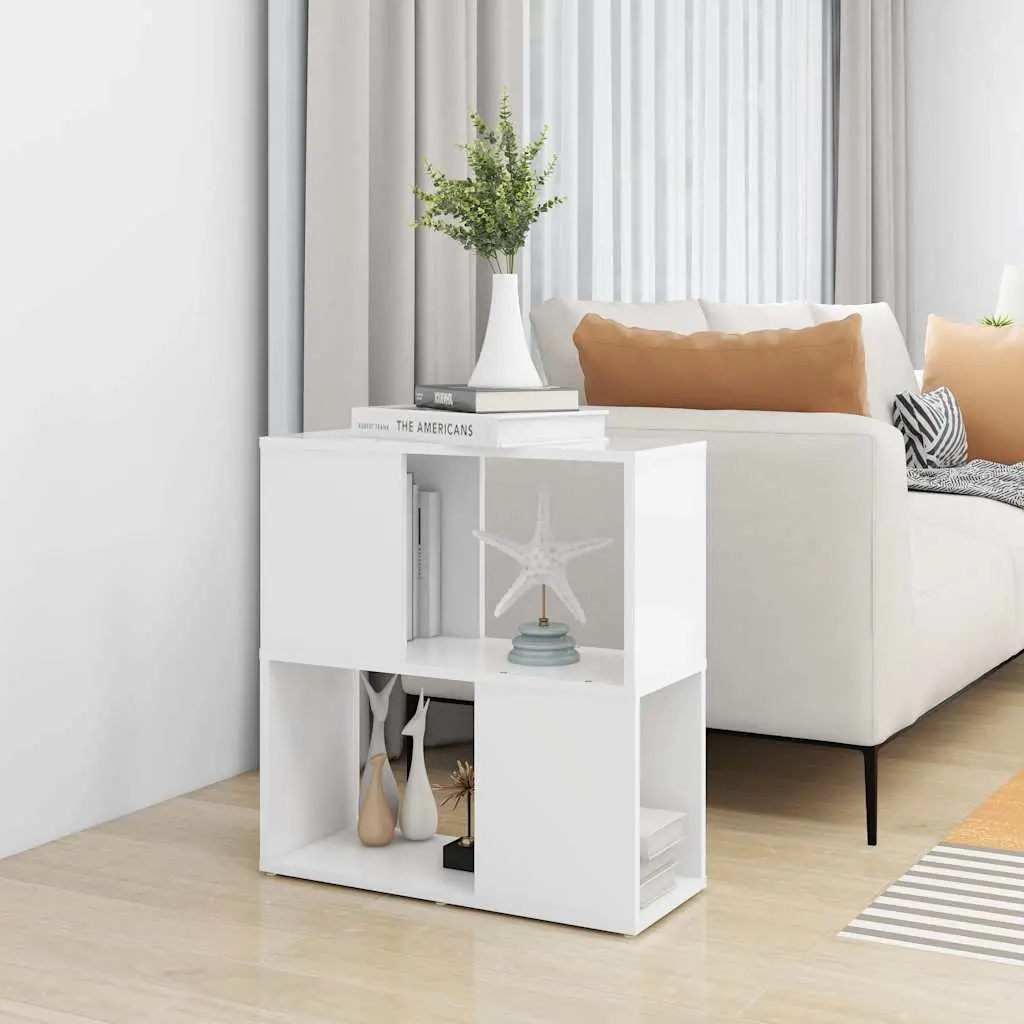 Book Cabinet White 2-Tier Shelving Unit Engineered Wood