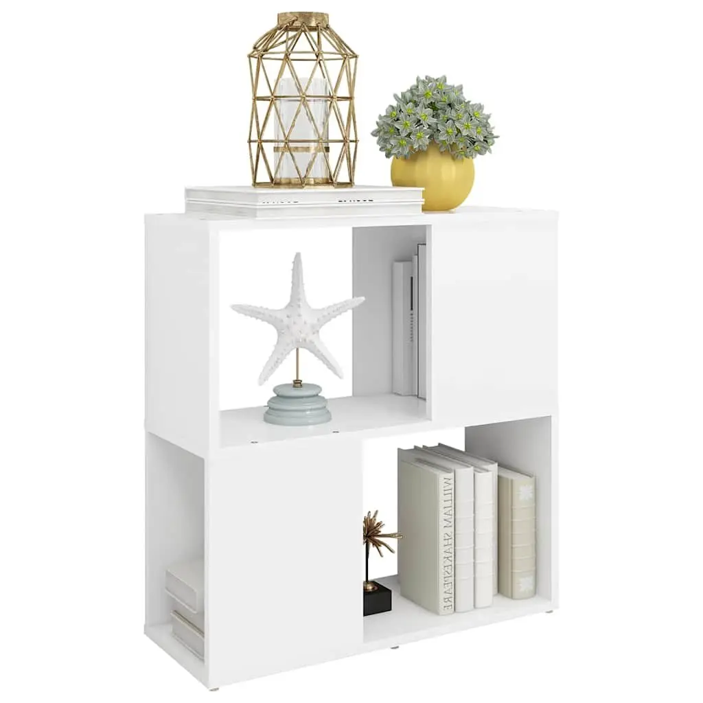 Book Cabinet White 2-Tier Shelving Unit Engineered Wood