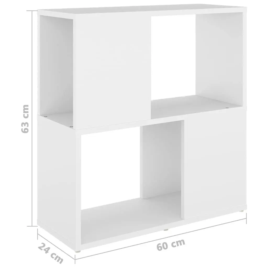Book Cabinet White 2-Tier Shelving Unit Engineered Wood