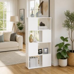 Elegant White Book Cabinet Room Divider 60x24x124.5cm