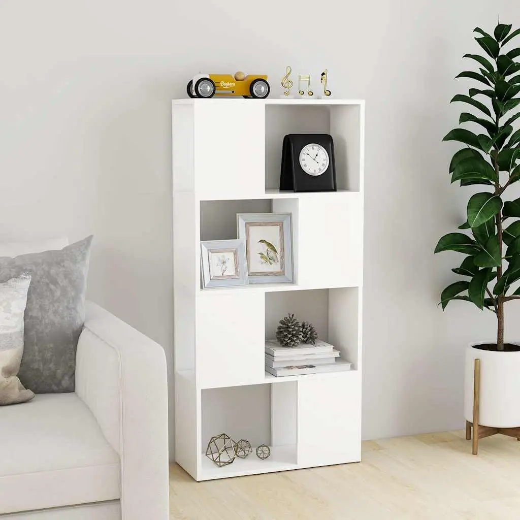 Book Cabinet Room Divider White 60x24x124.5cm Engineered Wood Shelving Unit