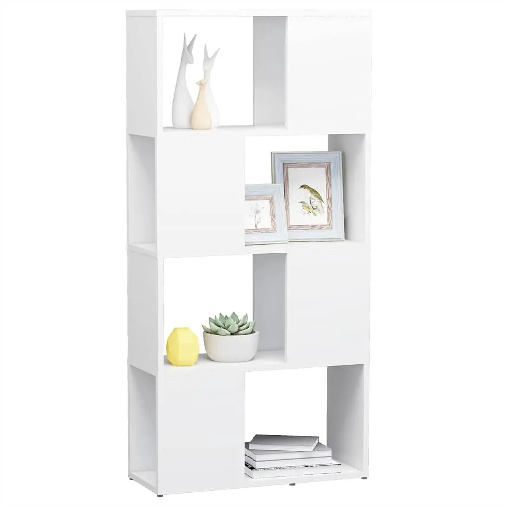 Book Cabinet Room Divider White 60x24x124.5cm Engineered Wood Shelving Unit