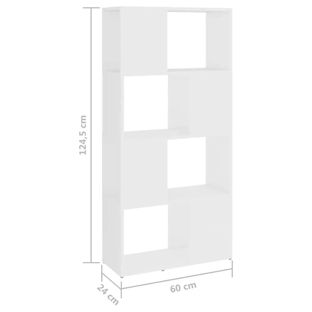 Book Cabinet Room Divider White 60x24x124.5cm Engineered Wood Shelving Unit