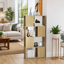 4-Shelf Book Cabinet Room Divider in Brown