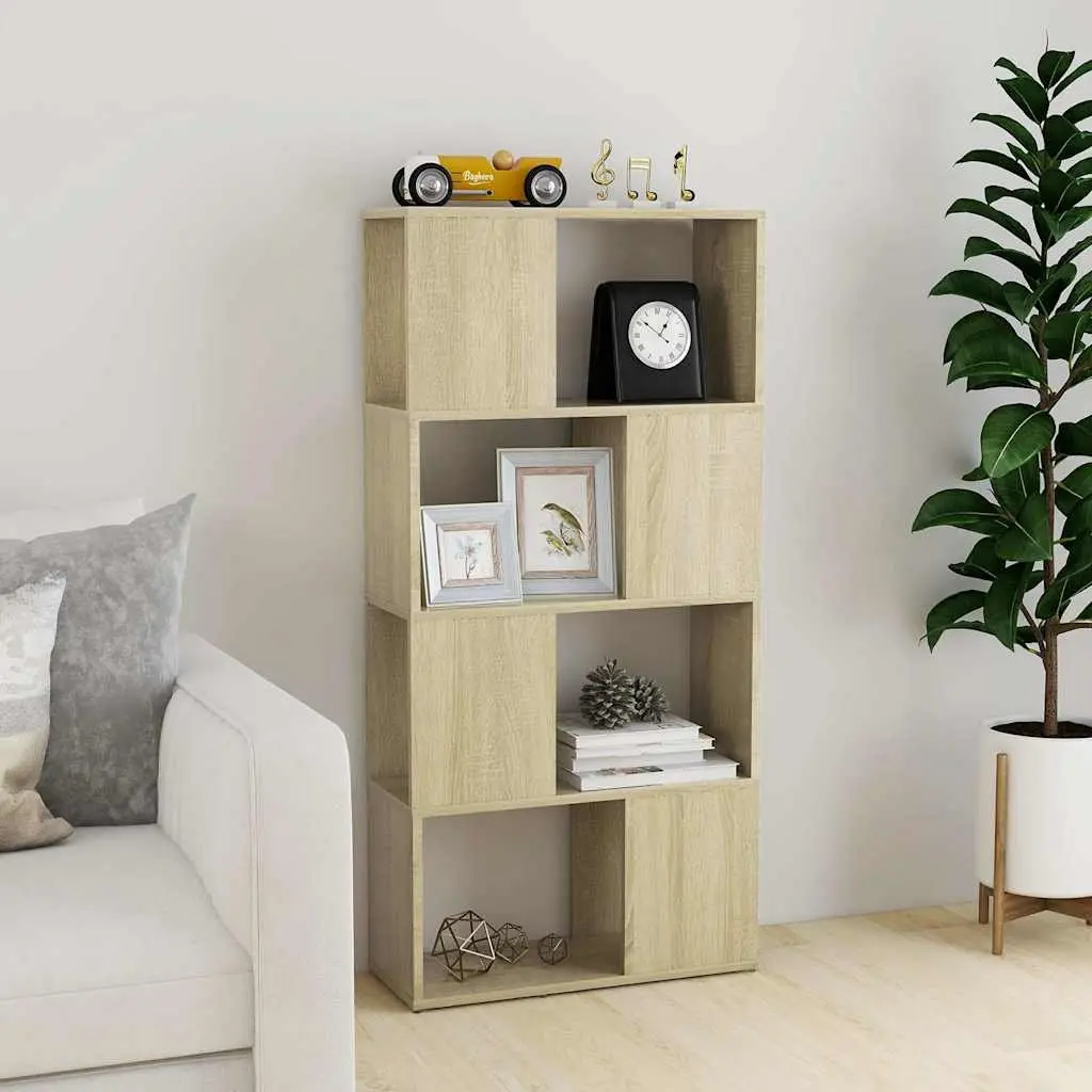 Book Cabinet Room Divider Sonoma Oak 60x24x124.5cm Engineered Wood Storage Shelving
