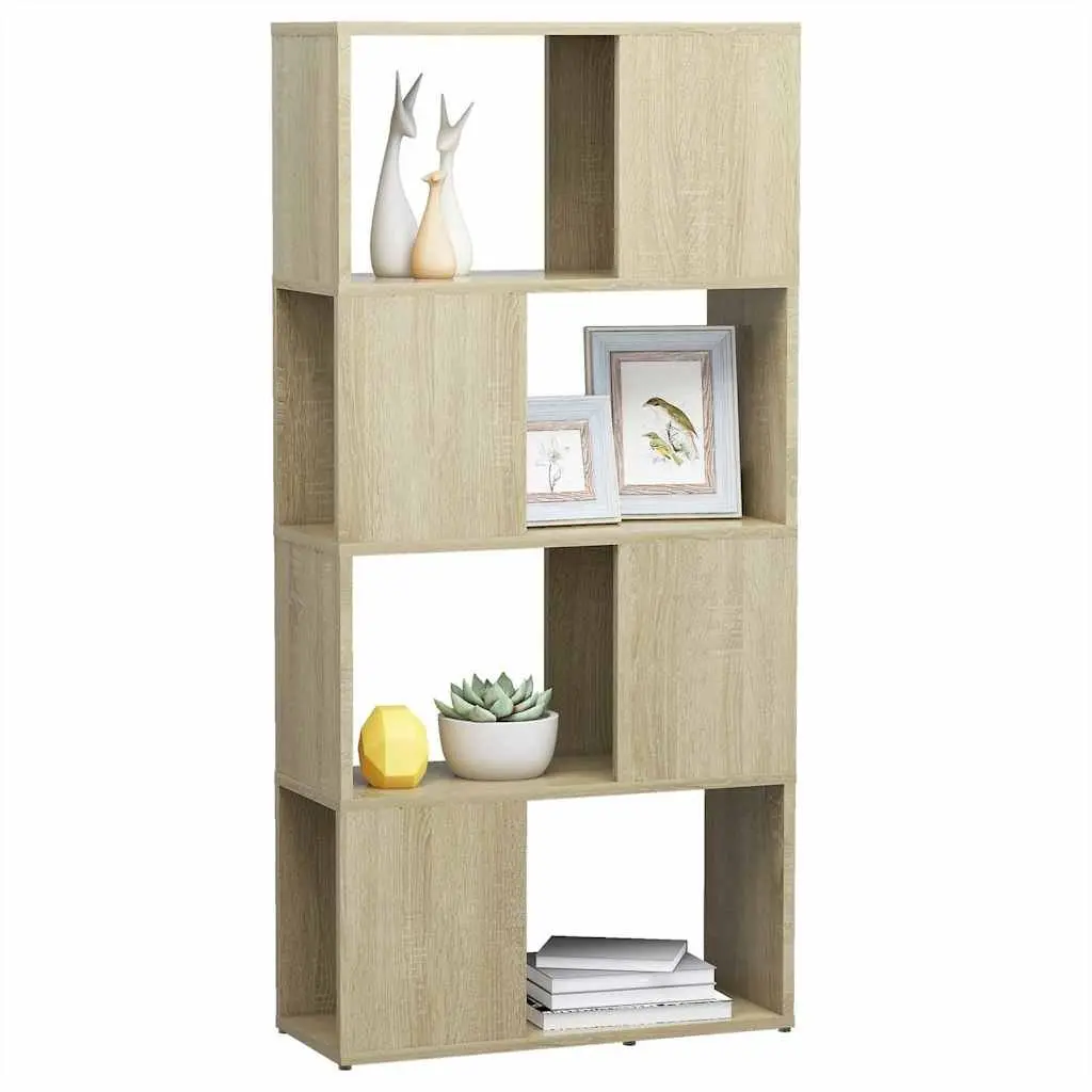 Book Cabinet Room Divider Sonoma Oak 60x24x124.5cm Engineered Wood Storage Shelving
