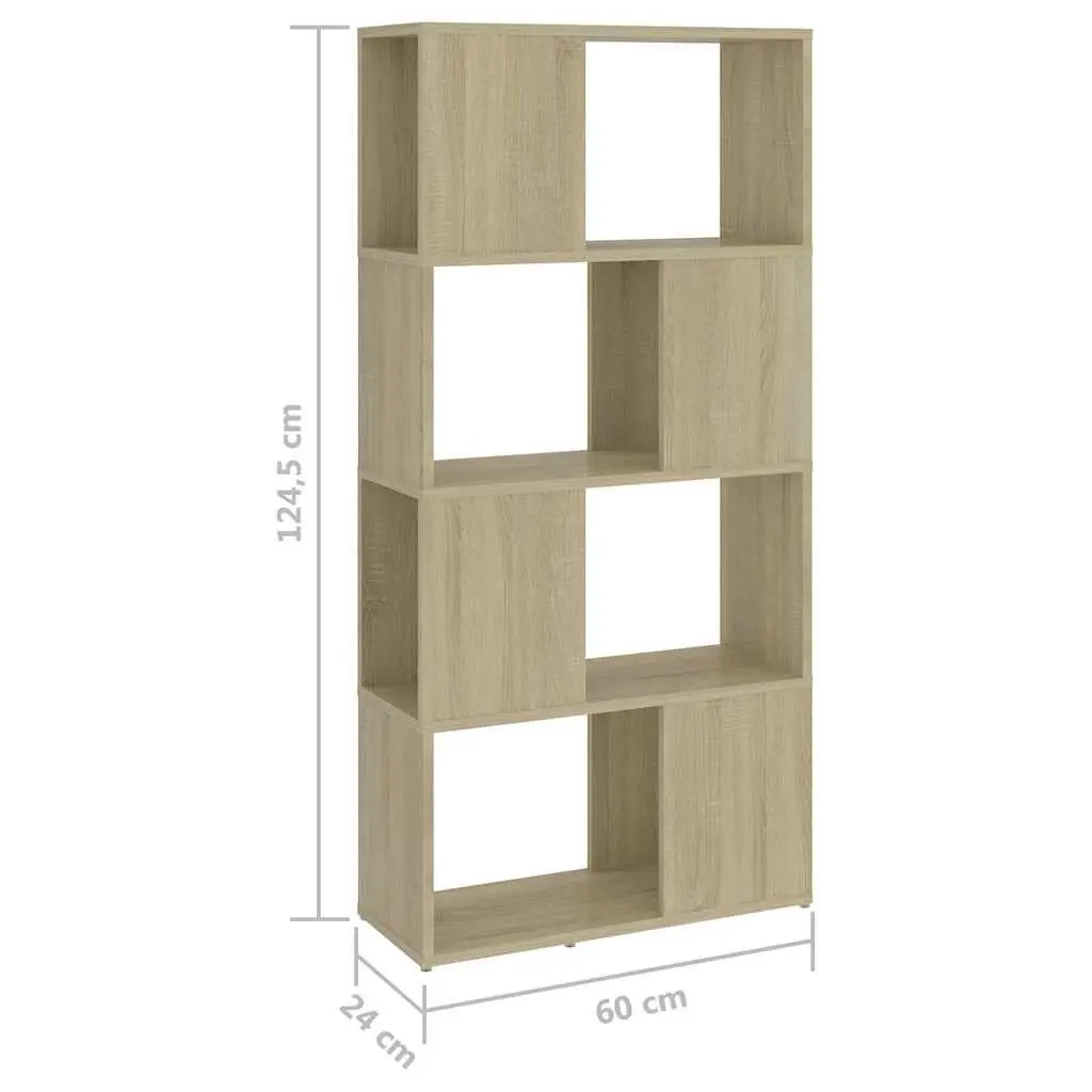 Book Cabinet Room Divider Sonoma Oak 60x24x124.5cm Engineered Wood Storage Shelving