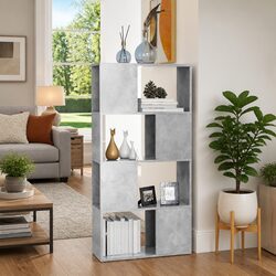 Grey Book Cabinet Room Divider with 4 Compartments