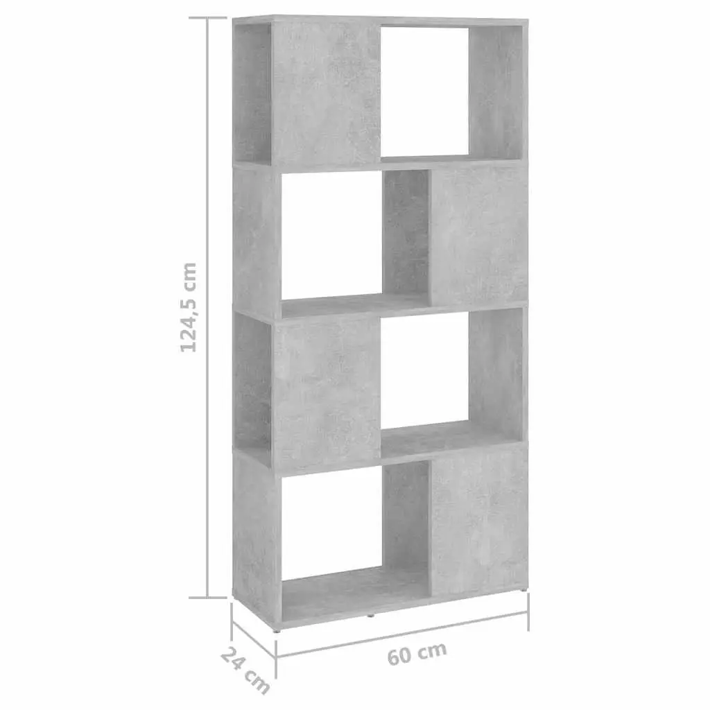 Grey Room Divider Book Cabinet Shelving Unit Storage Organizer 4 Compartments