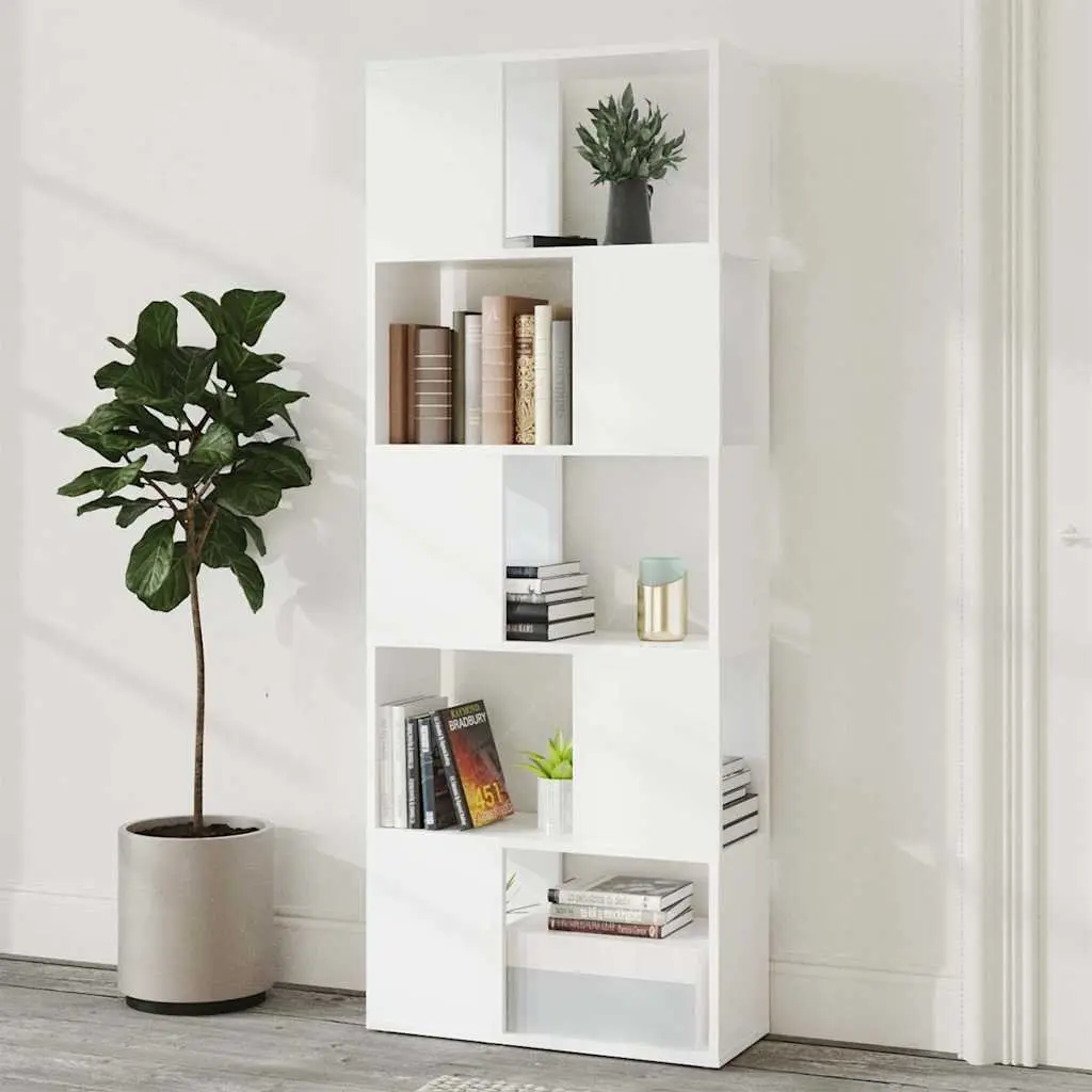 Bookcase White Open Shelving 60W x 24D x 155H cm Engineered Wood