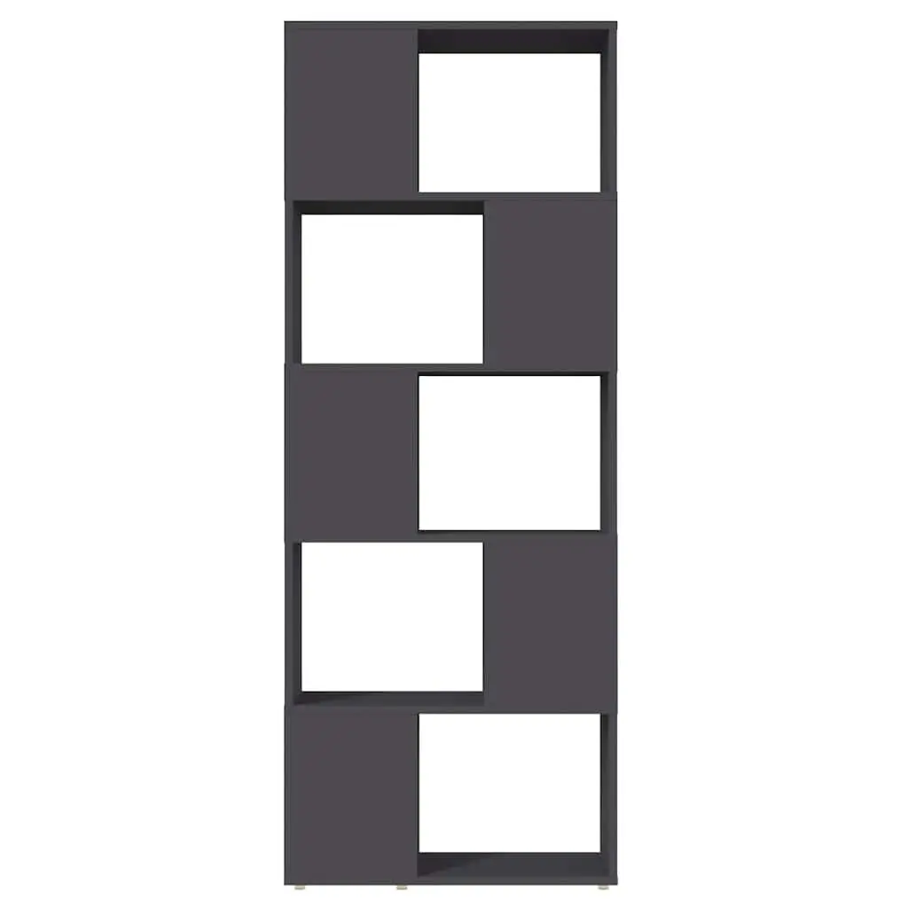 Book Cabinet Grey Open Shelving Unit Storage Organiser Engineered Wood 60W x 24D x 155H cm