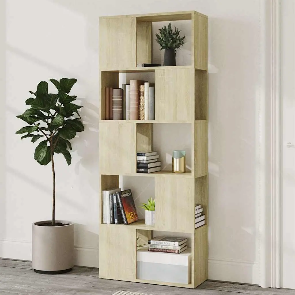 Book Cabinet Room Divider Open Shelf Storage Unit 60x24x155 cm Engineered Wood Brown