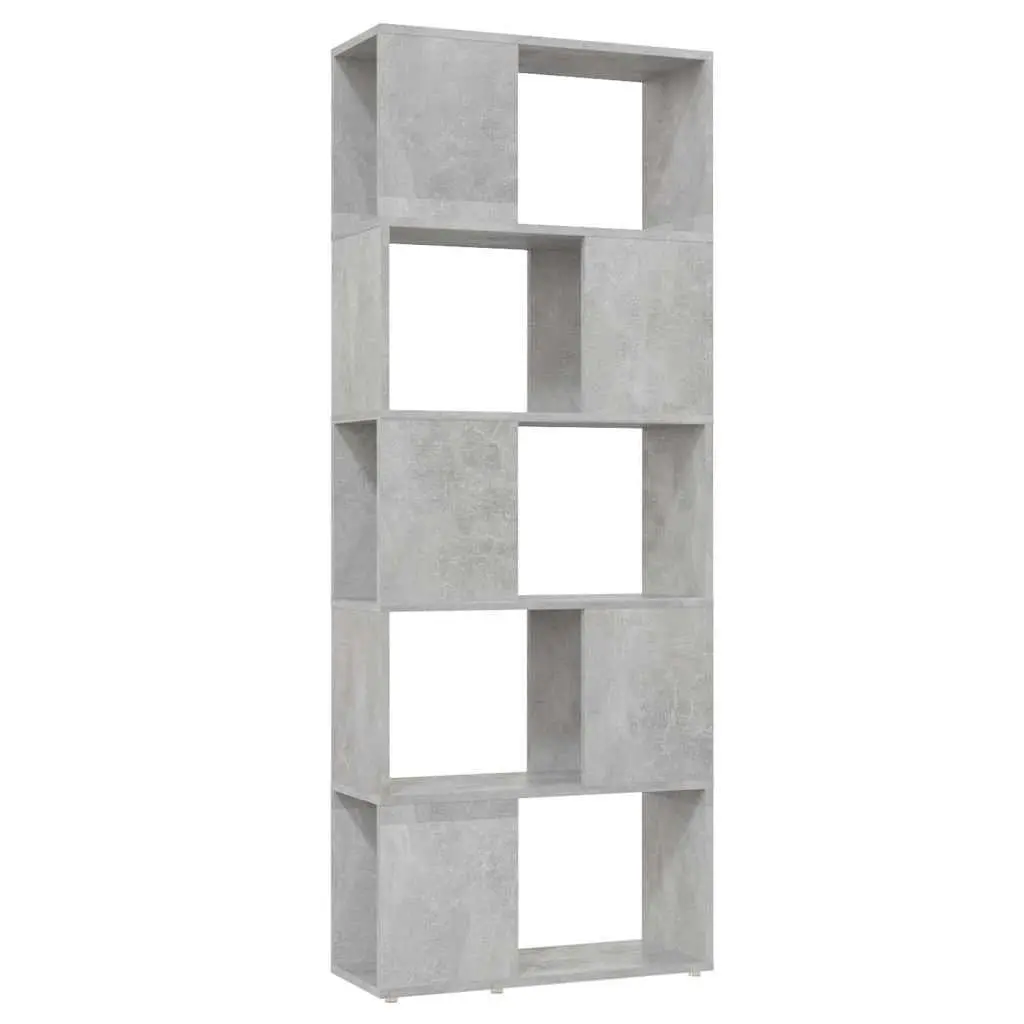 Book Cabinet Room Divider Grey Open Shelving Unit Storage Organiser Engineered Wood 60W x 24D x 155H cm