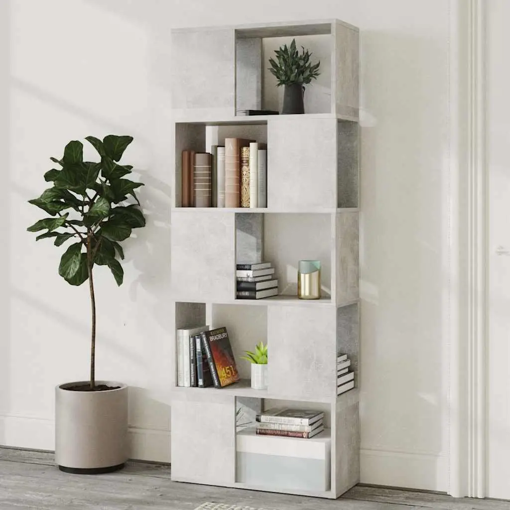 Book Cabinet Room Divider Grey Open Shelving Unit Storage Organiser Engineered Wood 60W x 24D x 155H cm