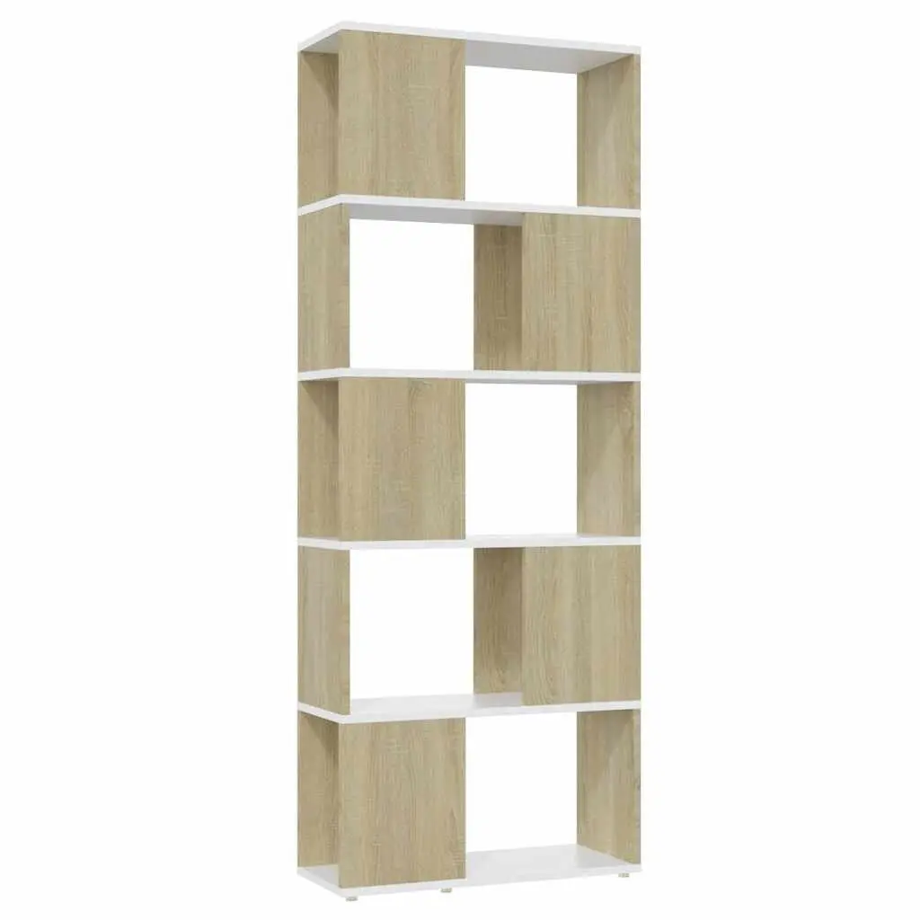 Book Cabinet Room Divider White & Sonoma Oak 60x24x155cm Engineered Wood Storage Shelf