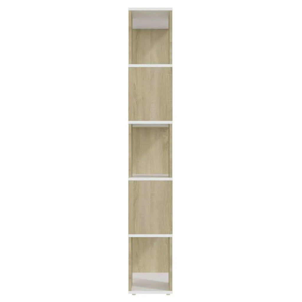 Book Cabinet Room Divider White & Sonoma Oak 60x24x155cm Engineered Wood Storage Shelf