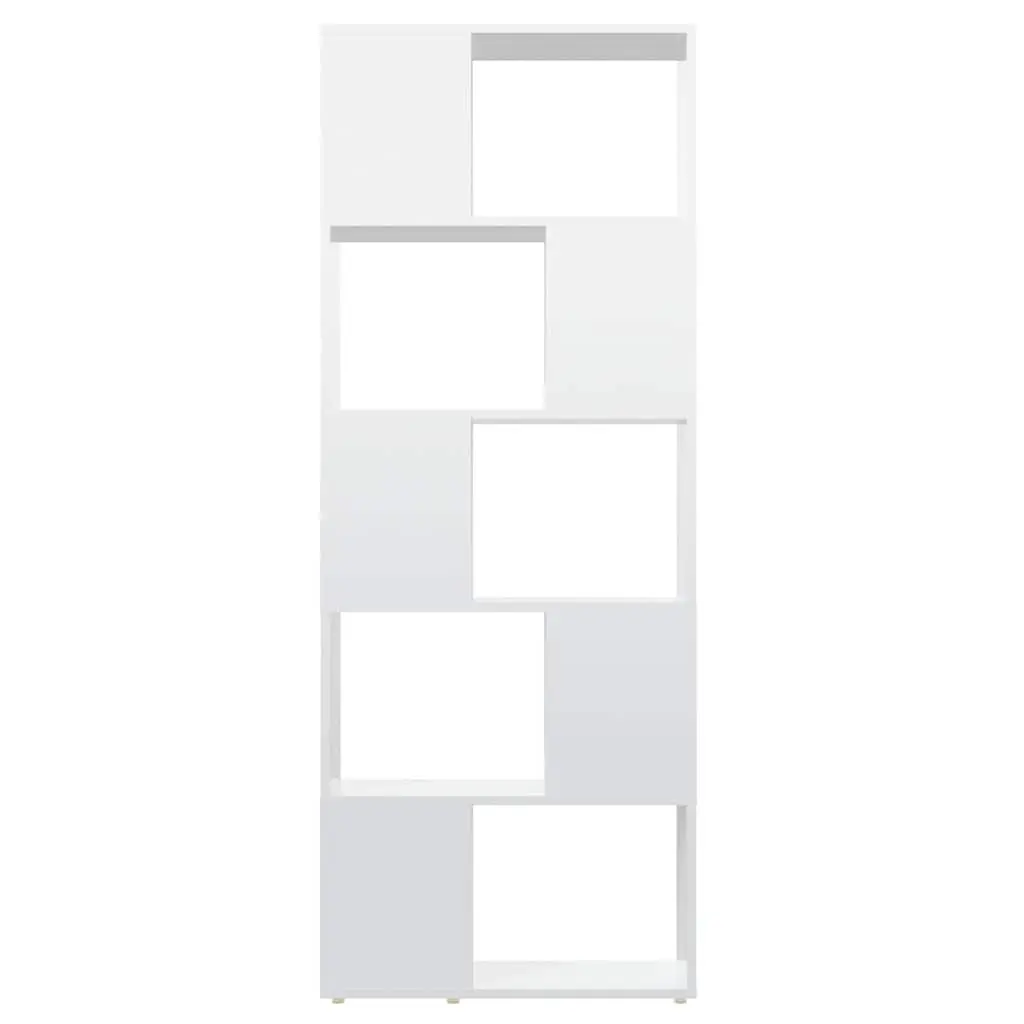 Book Cabinet High Gloss White 60x24x155cm Engineered Wood Room Divider Open Shelf Unit