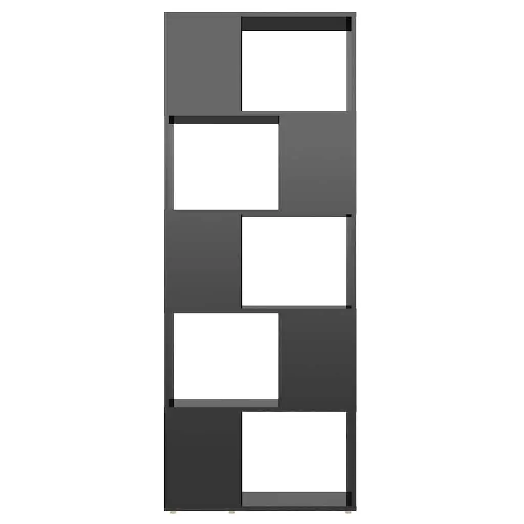 High Gloss Black Book Cabinet Room Divider with Open Shelves