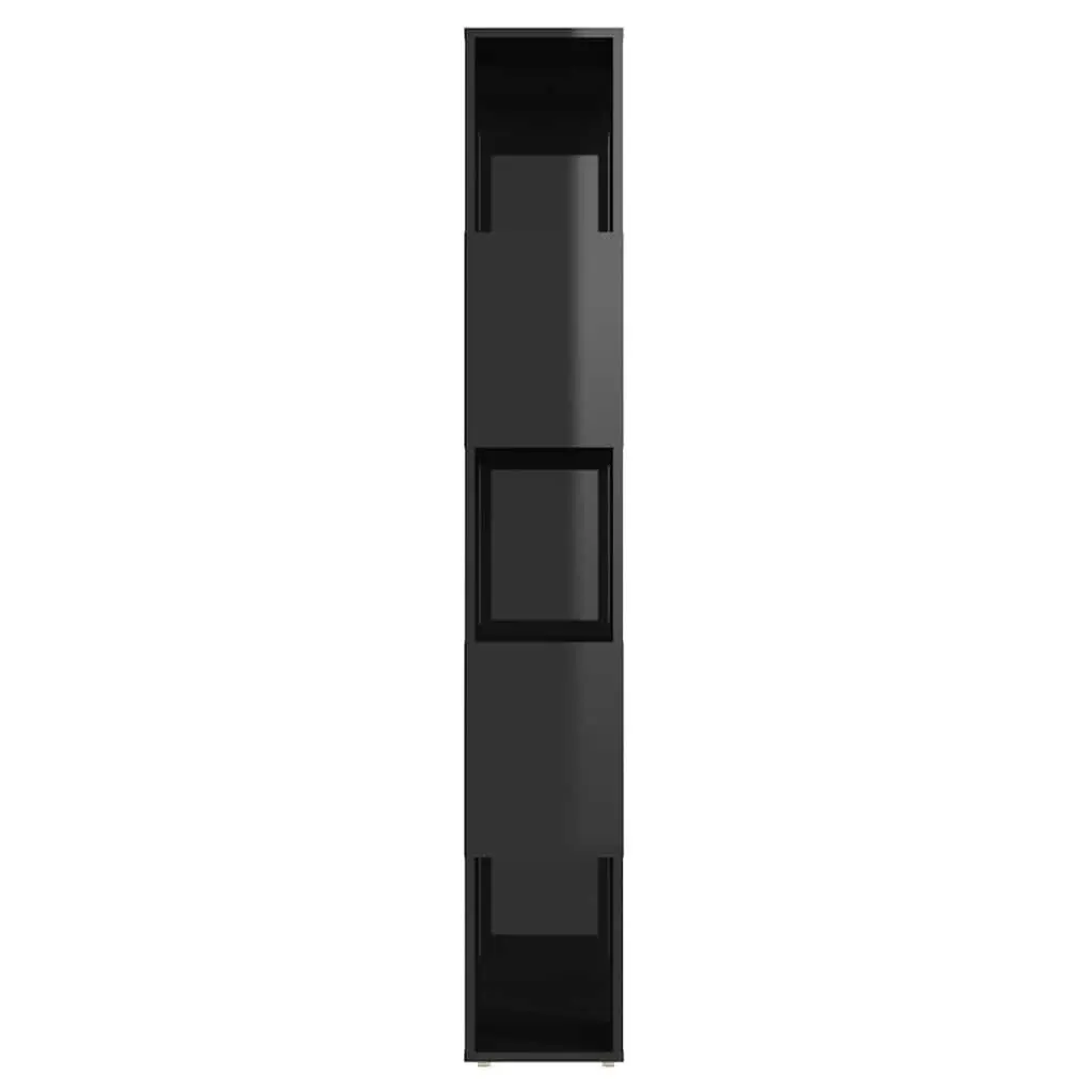 High Gloss Black Book Cabinet Room Divider with Open Shelves