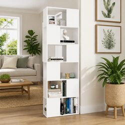 White 6-Compartment Book Cabinet Room Divider