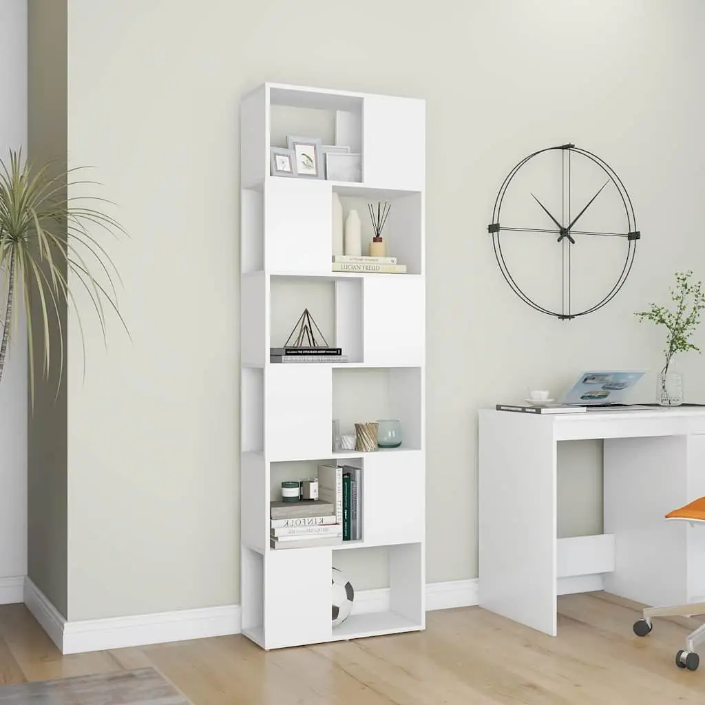 White 6-Compartment Book Cabinet Room Divider