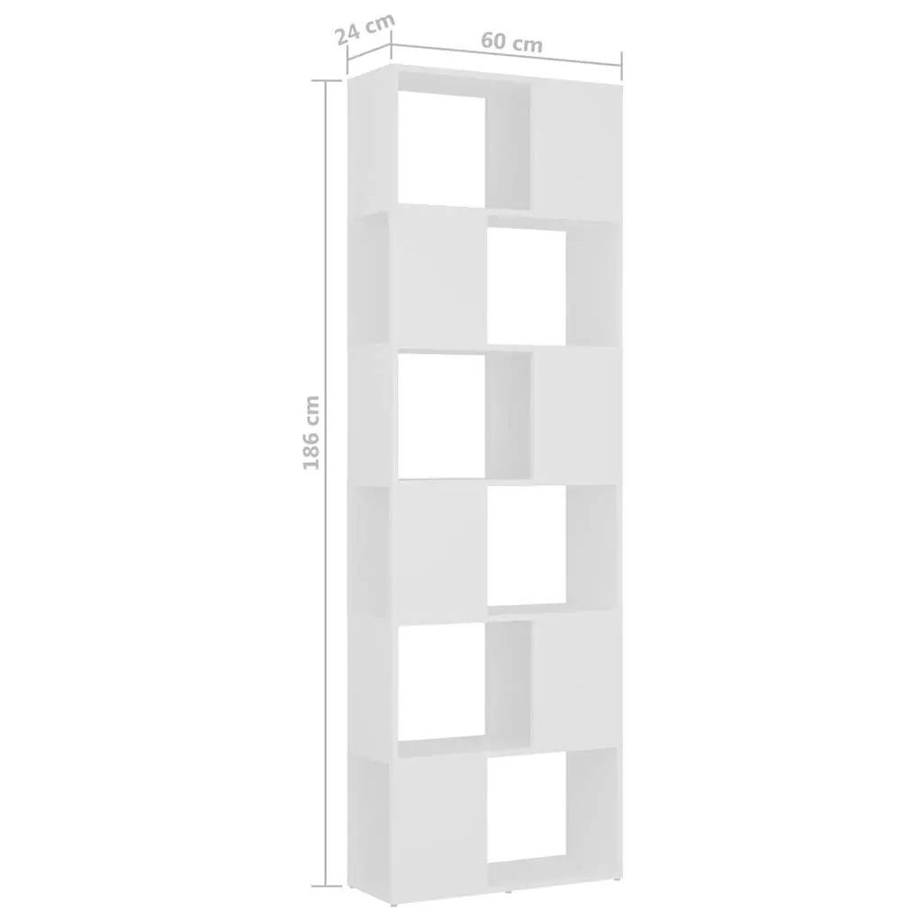 White 6-Compartment Book Cabinet Room Divider