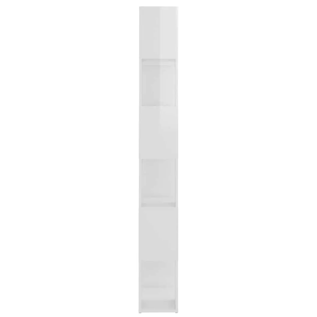 White High Gloss Book Cabinet Room Divider with 6 Shelves