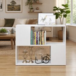 Elegant White TV Cabinet with Open Compartment