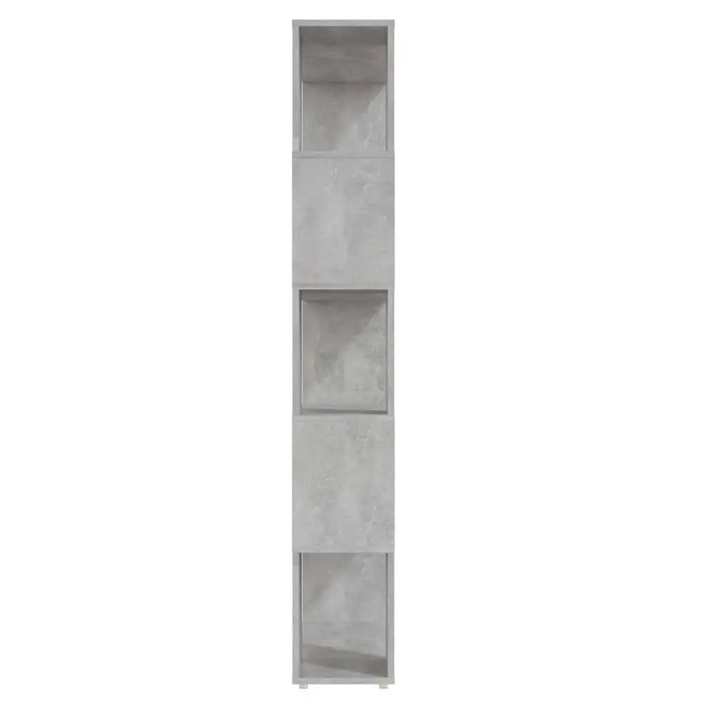 Storage Unit Book Cabinet Concrete Grey Engineered Wood Room Divider with 5 Compartments 80W x 24D x 155H cm