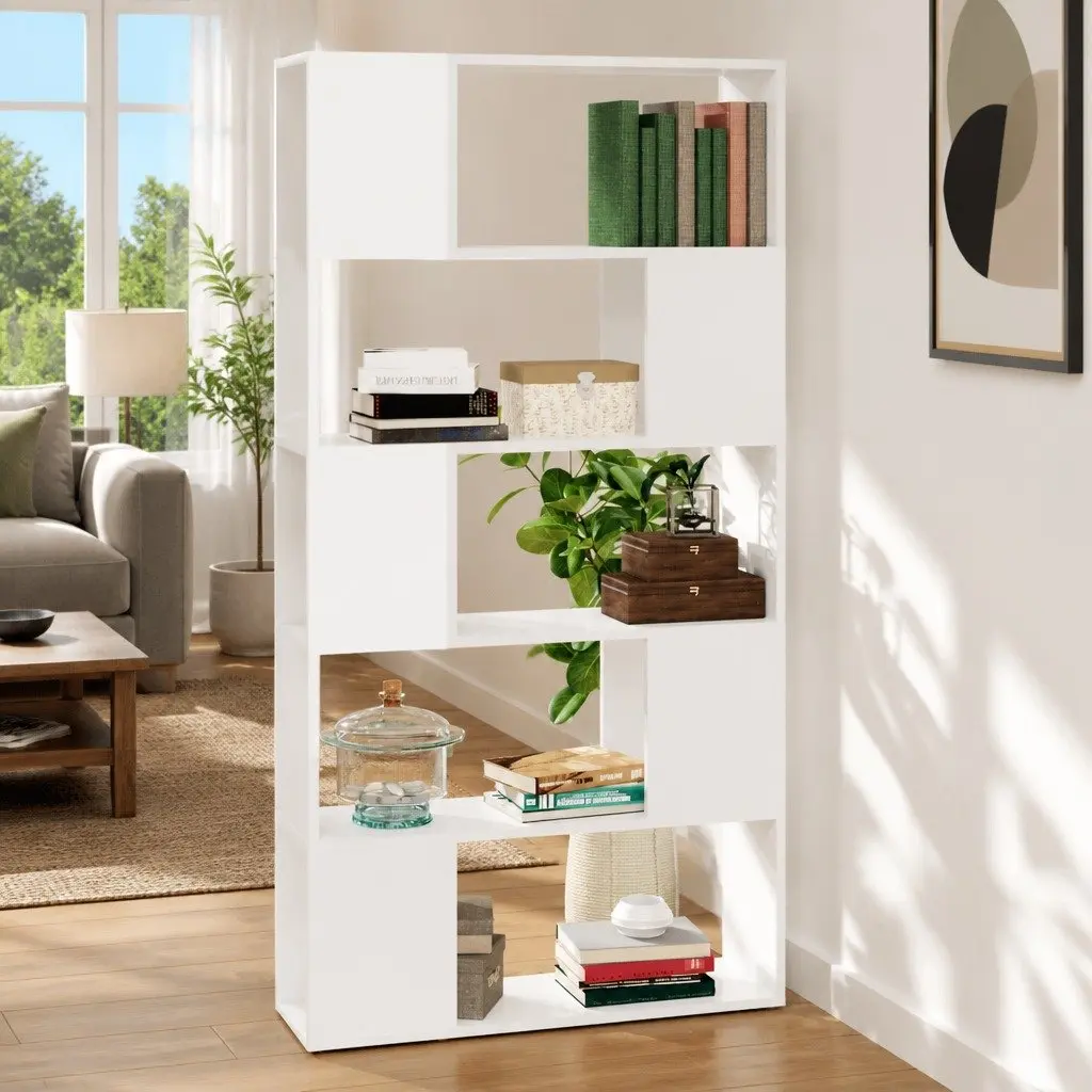Book Cabinet Room Divider Shelving Unit Storage White 80x24x155 cm Engineered Wood