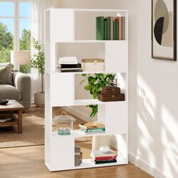 Elegant White Book Cabinet Room Divider Storage Unit