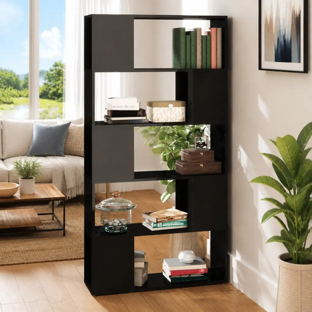 Black High Gloss Book Cabinet Room Divider